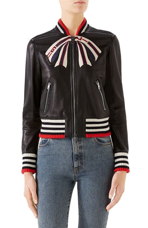 womens gucci leather jacket|gucci jacket without hoodie.